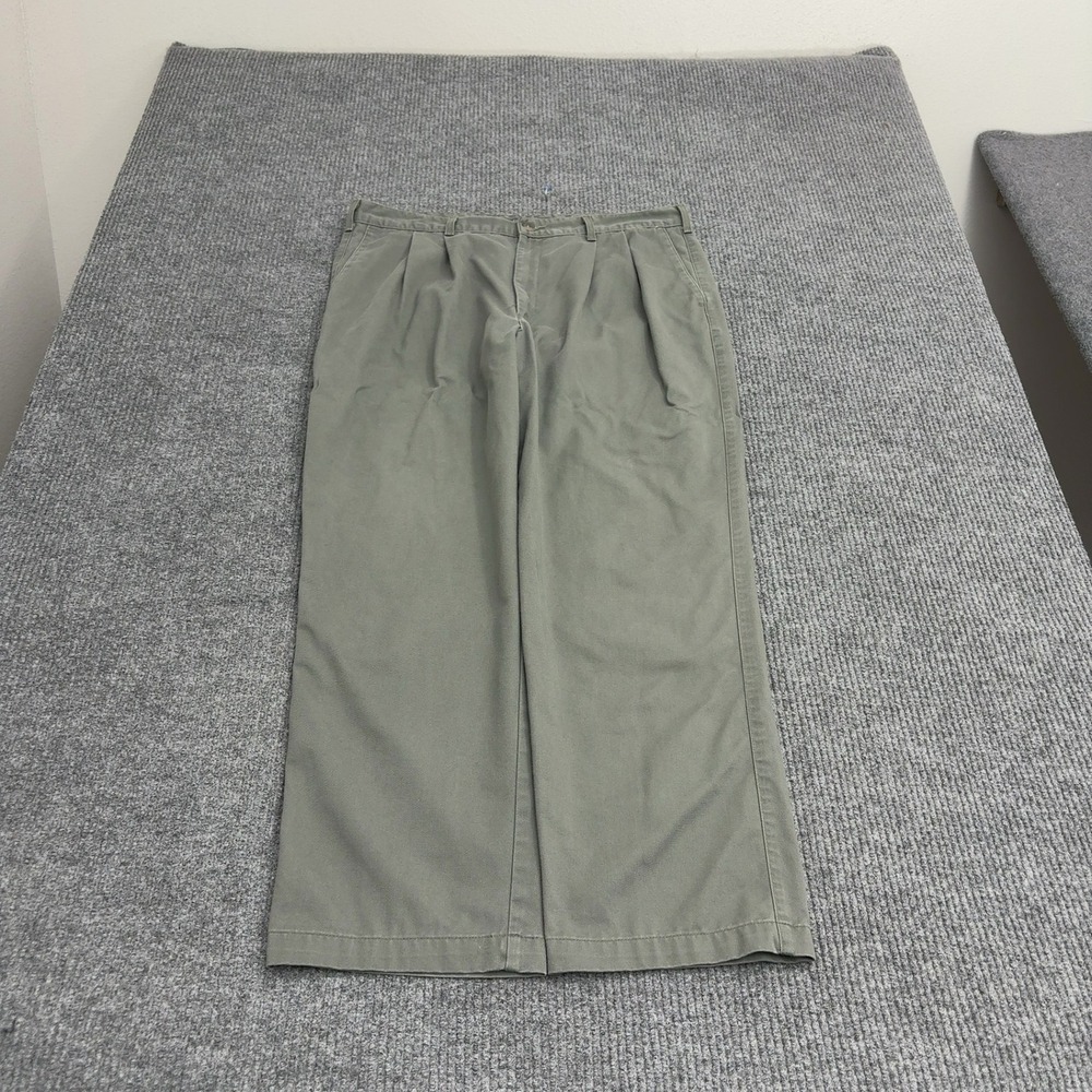 Dockers Golf Pants Mens 38x30 Green Cotton Pleated Front Chinos Classic Style